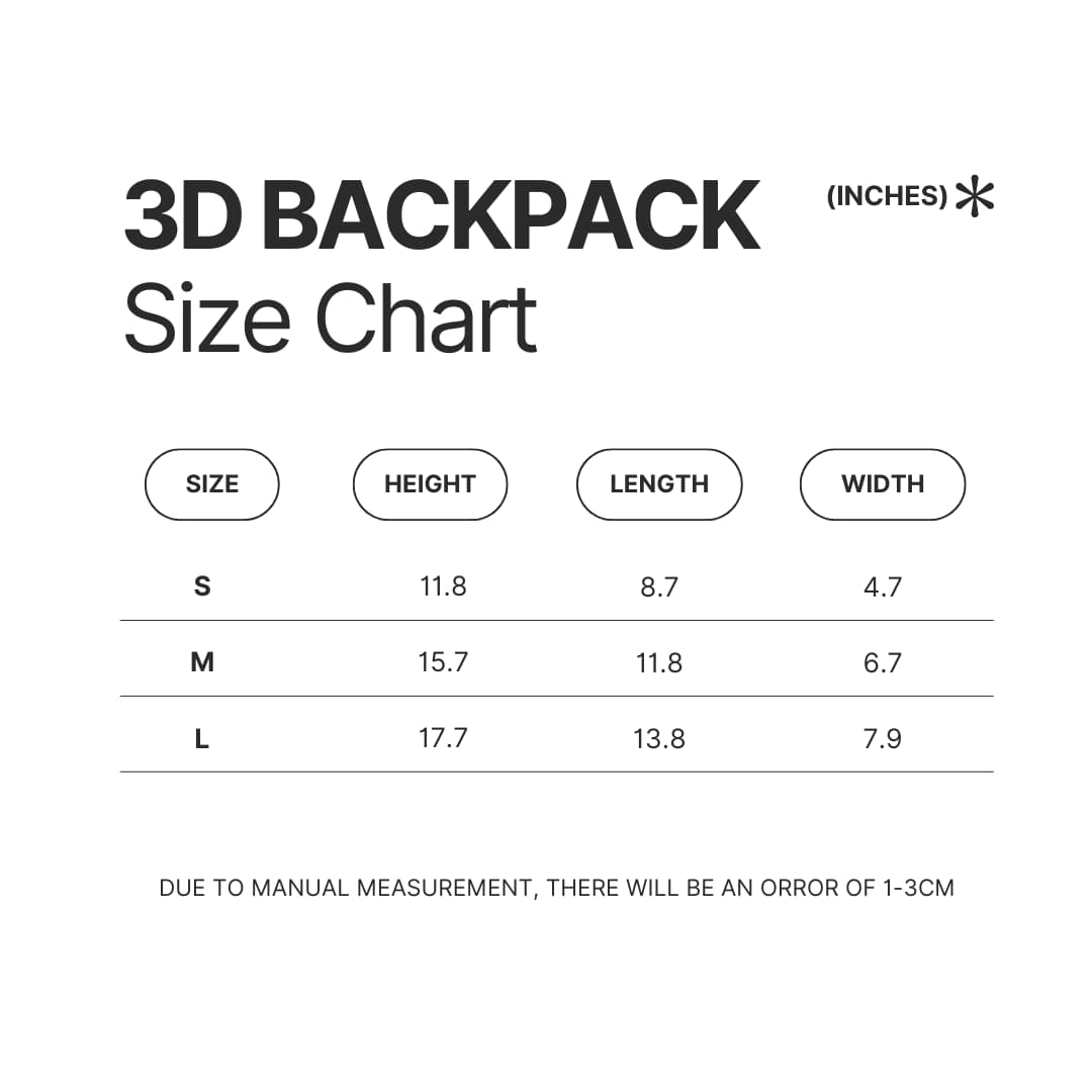 3D Backpack Size Chart - Violet Evergarden Store