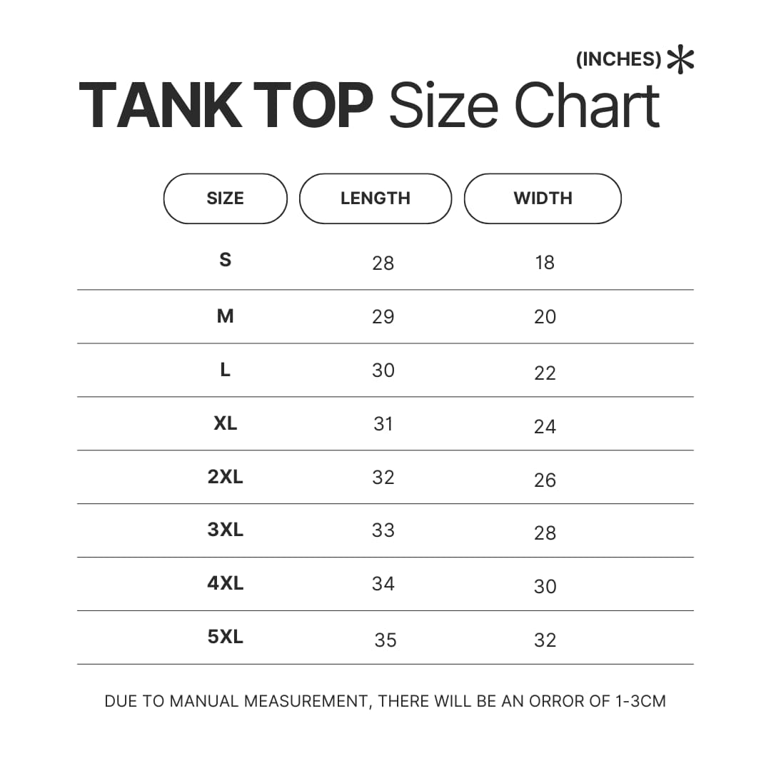 Tank Top Size Chart - Violet Evergarden Store