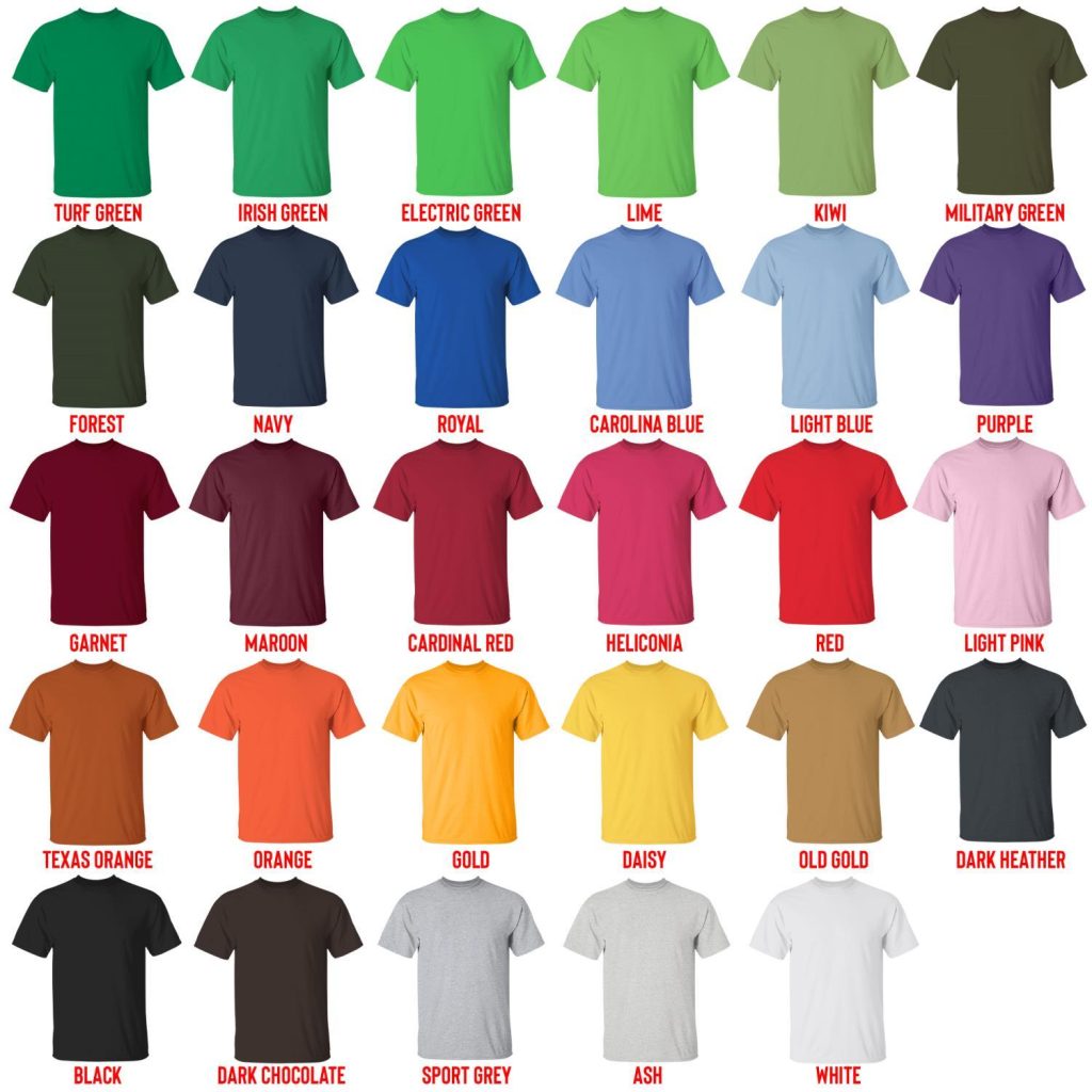 t shirt color chart - Violet Evergarden Store