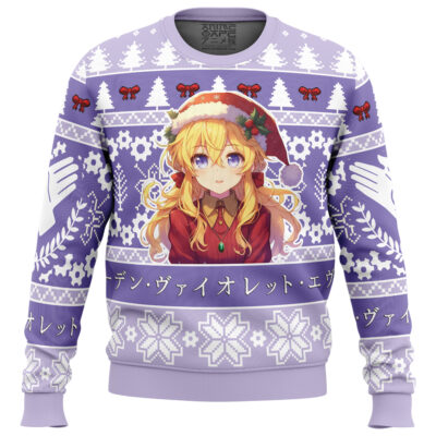 Christmas Soldier Violet Evergarden Ugly Christmas Sweater FRONT mockup - Violet Evergarden Merch